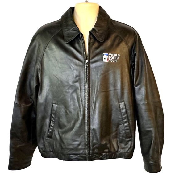 World Poker Tour Black Leather Jacket - Size L - Picture 4 of 9